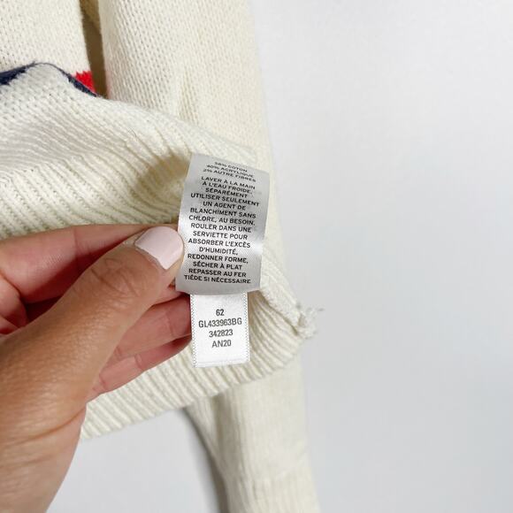 1901 Girls XLarge XL 14-16 Cream Striped Chest Statement Pullover Sweater Multi - Picture 9 of 9